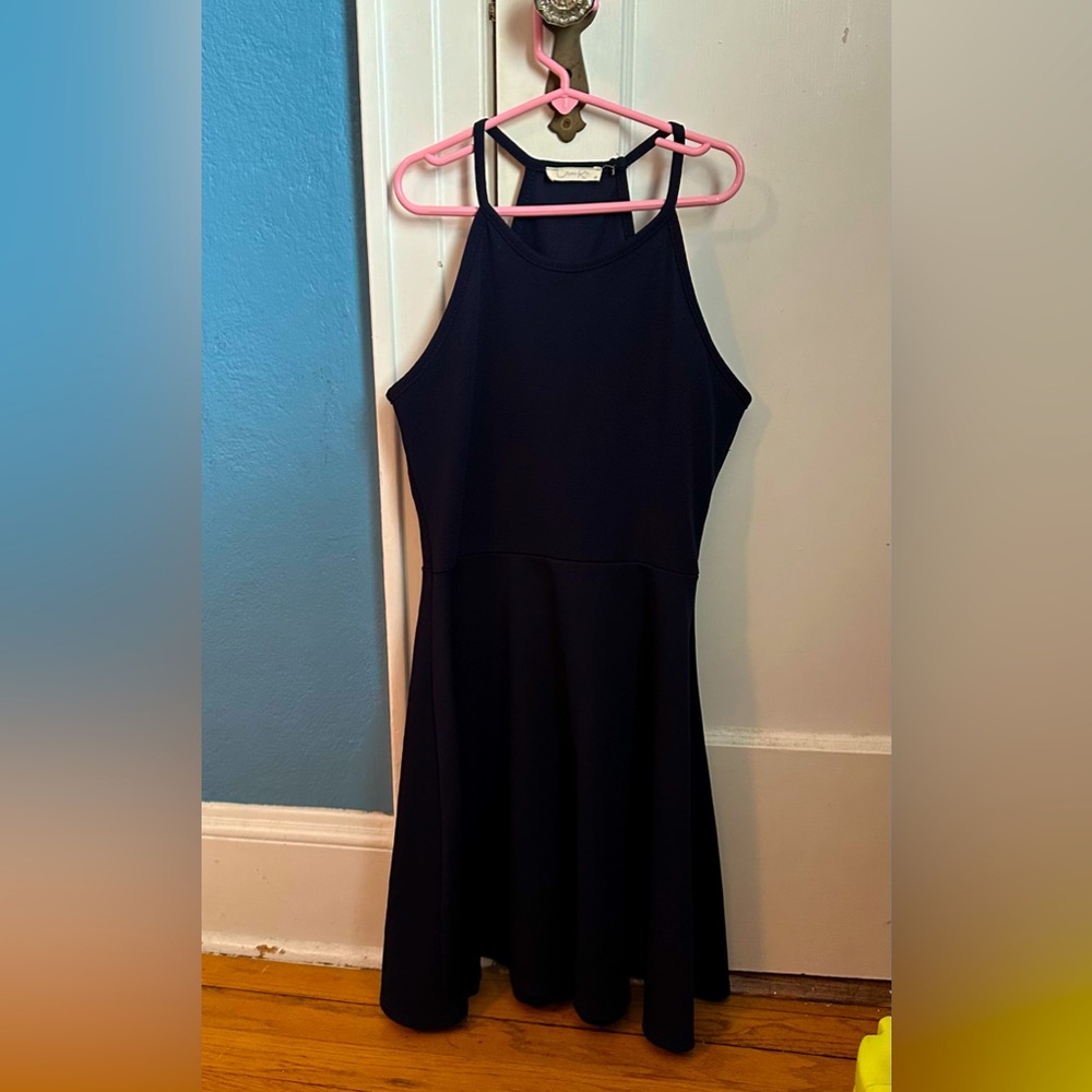 Blue sleeveless dress summer